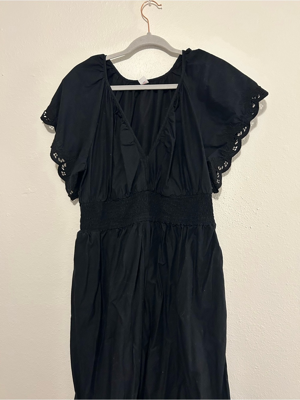 Old Navy Black Lace-Trim Smocked Waist Midi Dress